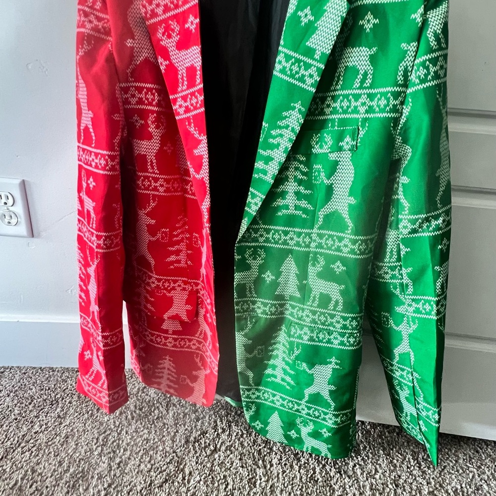 Festive Red and Green Holiday Blazers